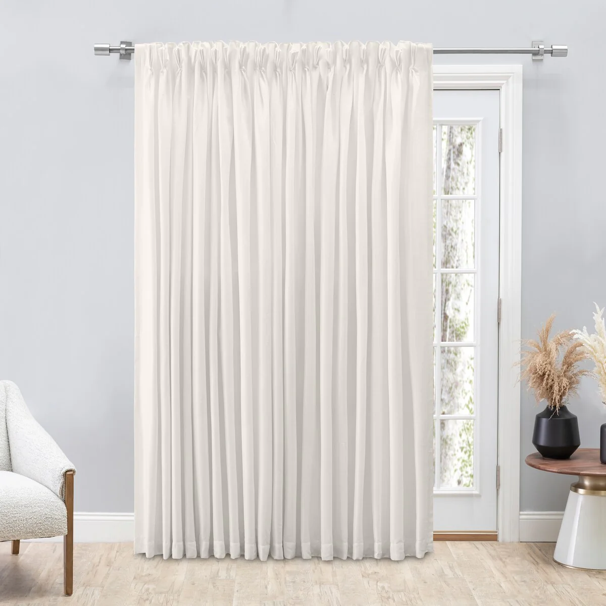 Premium Grasscloth Sheen Pinch Pleat w Back Tab Patio Curtain Panel