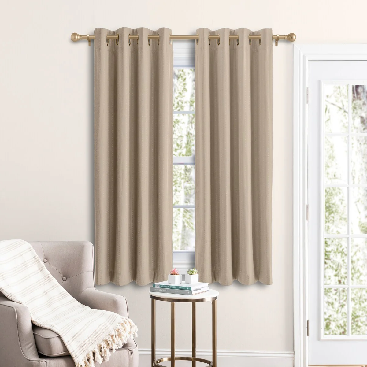 45 inch Length Short Grommet Blackout Curtain Panel with attachable wand