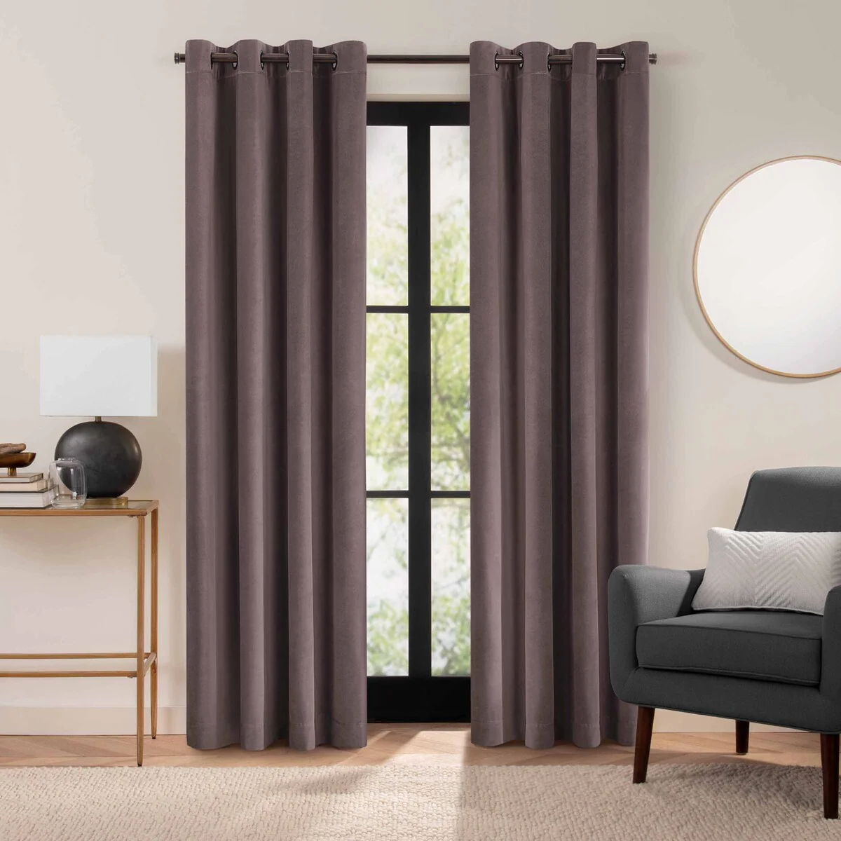Luxury Cotton Velvet 100% Blackout Grommet Curtain Window Panel