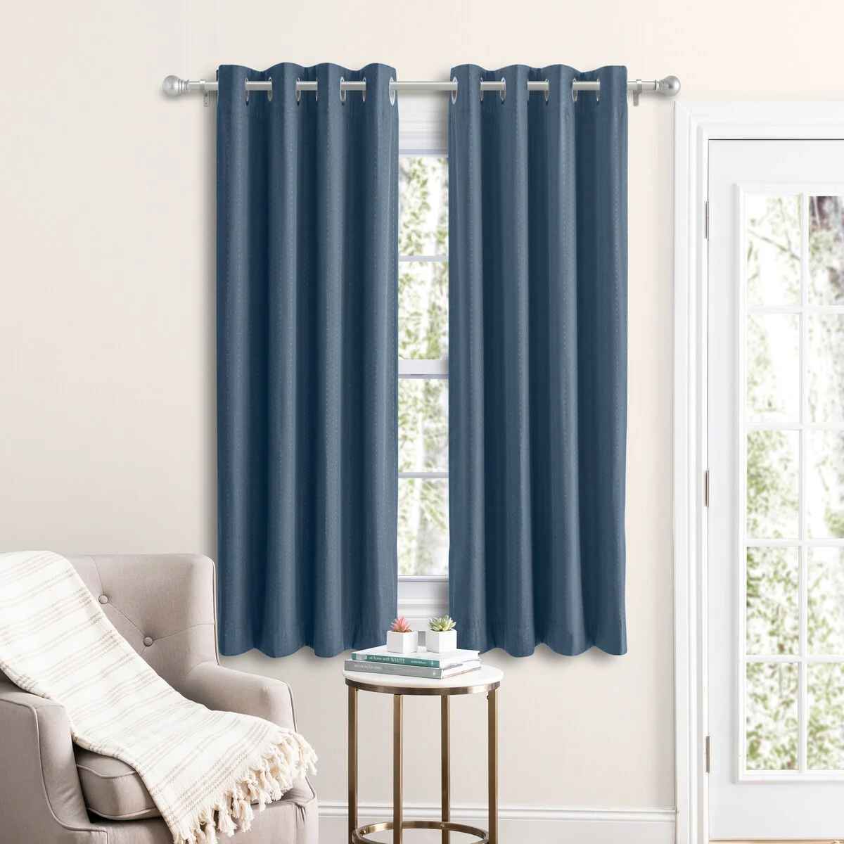 45 inch Length Short Grommet Blackout Curtain Panel with attachable wand