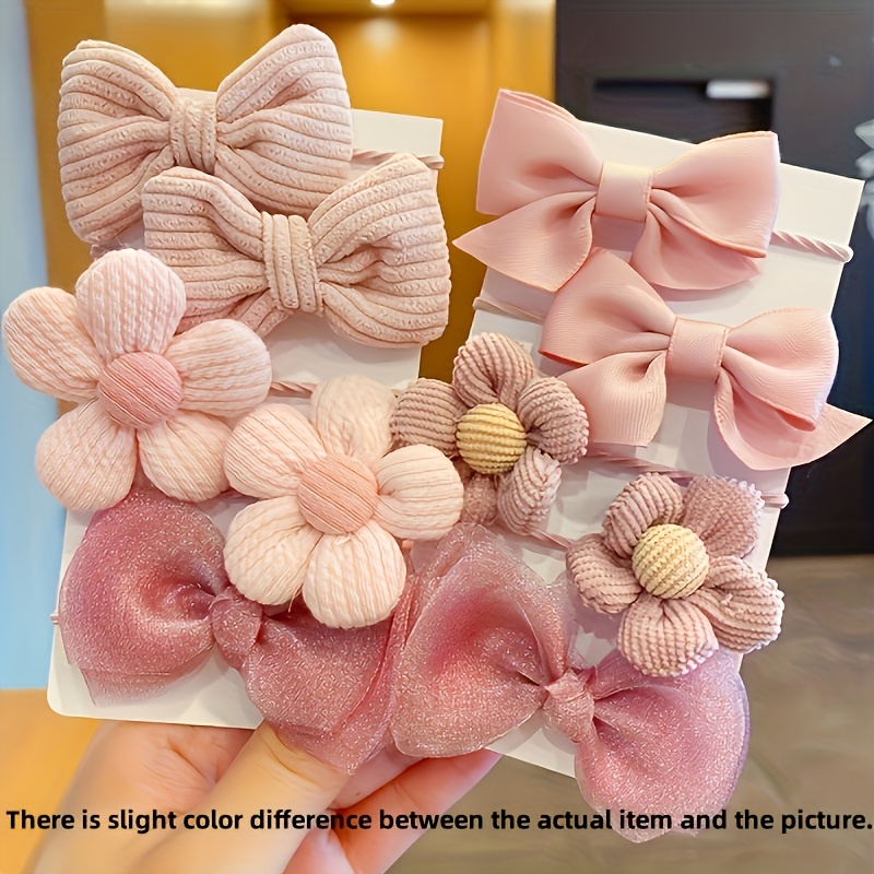 10pcs Of Cute And Sweet Style Bow Flower Design, Strong Elasticity, Does Not Damage Hair, Suitable For Ponytail Hair Accessories, Suitable For Daily Life, Valentine'S Day, New Year'S Decoration