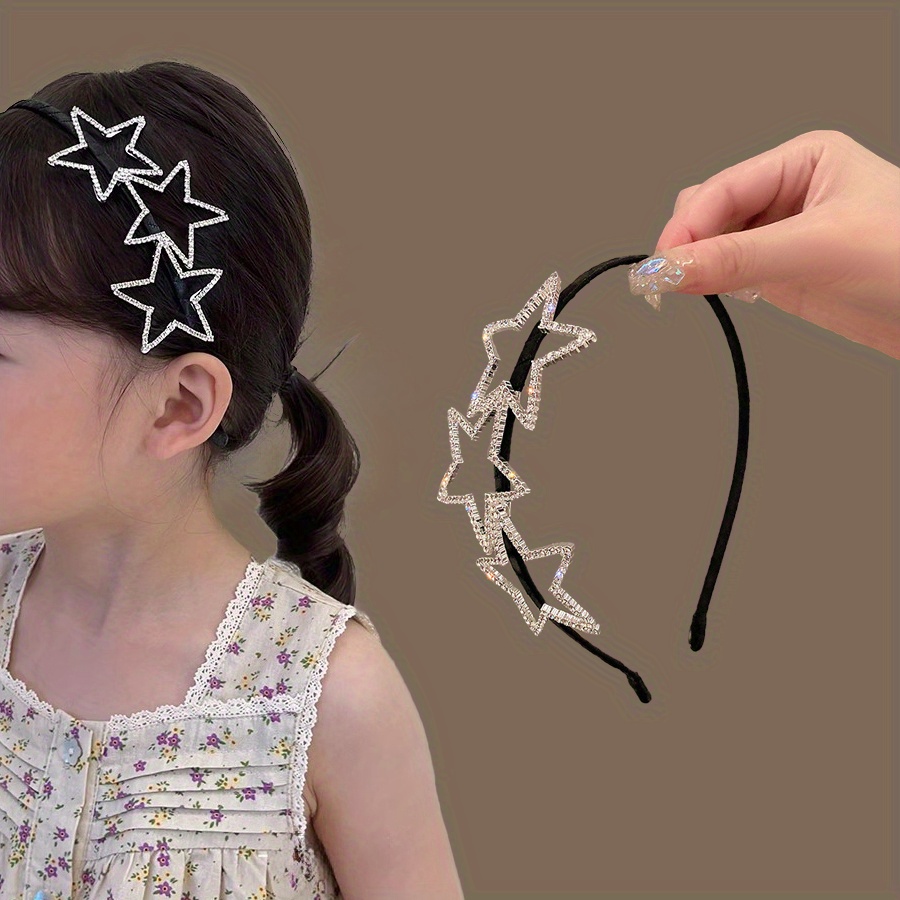 Children's Starry Rhinestone Headband ?1pc Luxurious Hollowed-Out Five-Point Star Hairband, Iron Material, for Girls Ages 3-14 ?Fashionable Y2K Hair Accessory for Securing Hair